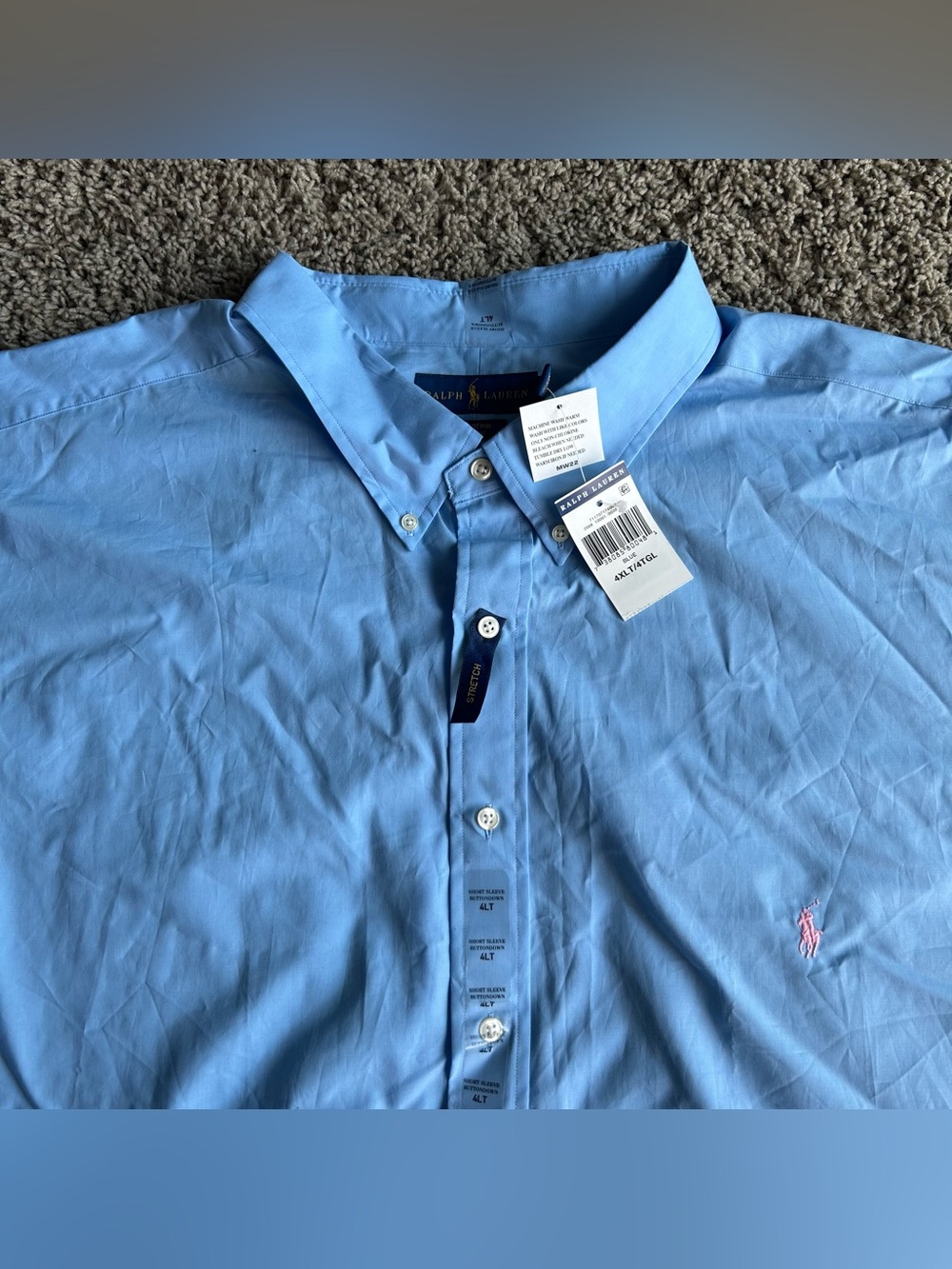 NWT Polo Ralph Lauren Button Down Mens 4XL TALL Light Blue Classic Stretch Shirt